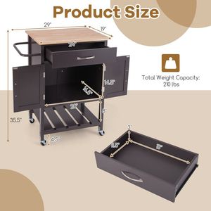 Carrello da Cucina Moderno con Ruote, Cassetto, Portasciugamani e Piano in Vetro - Product Image 5