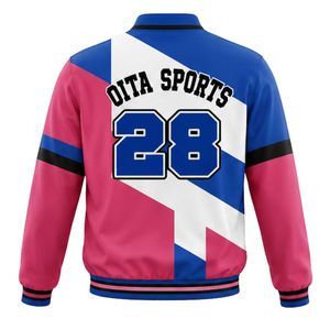 Blue Pink White Baseball <b>Jacket</b> Full Zip Long Sleeve Teamwear Comfortable <b>Lightweight</b> Outerwear for Game Practice - Product Image 2