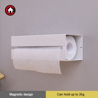 Porte-serviettes en papier magnétique, boîte de rangement murale, porte-serviettes de cuisine, sans perçage, organisateur de rangement