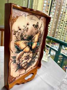 Wavy Look Wood Flower Pattern Printed Enamel <b>Tray</b> Rectangle Modern Kitchenware And Restaurant Use Serving <b>Tray</b> <b>Decorative</b> By UO - Product Image 5