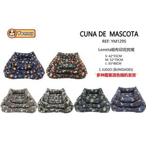 Ensemble de lits pour animaux Yommy 3 pièces S M L en coton imprimé, nid douillet pour animaux - Product Image 1