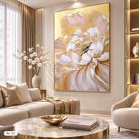 Peinture à l'huile florale abstraite encadrée originale HALO, modèle F6-C1, peinte à la main, sur toile, décoration murale pour la maison