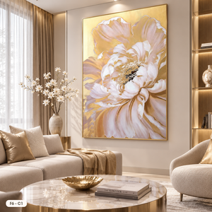 Cuadro Decorativo de Pared con Diseño Floral, Modelo F6-C1, Pintado a Mano por HALO, Arte Abstracto Original en Lienzo con Marco, Pintura al Óleo de Flores para el Hogar - Product Image 6