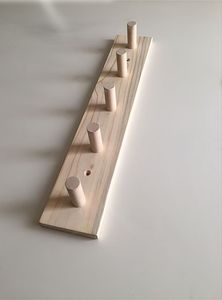 Estante de pared rústico de madera con ganchos - Product Image 2