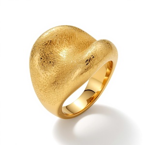 Chunky <b>Ring</b> Sterling <b>Silver</b> 925 Gold Vermeil 2 Micron Statement Fine Jewelry Modern Bold <b>Ring</b> - Product Image 4