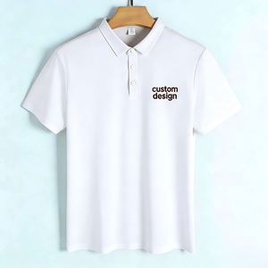 เสื้อโปโลแบบถักสำหรับพนักงาน  ผ้าโพลีเอสเตอร์ผสมคอตตอน  สองสี  รับทำโลโก้ OEM  สำหรับธุรกิจกอล์ฟ  สีดำ - Product Image 3