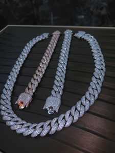 Collier Chaîne Maille Cubaine Iced Out Moissanite Bijoux Hip Hop Plaqué Or 14K Certifié IGI Vente en Gros Hommes Femmes Argent - Product Image 2