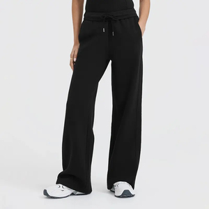 Pantalon de jogging évasé tendance en polyester et coton avec poches, taille mi-haute, drapé, coupe large, ajustement régulier, écologique, personnalisable - Product Image 2