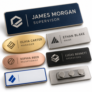 Badge d'identification professionnel personnalisé en métal pour employés, logo personnalisé, fabricant OEM en gros - Product Image 1