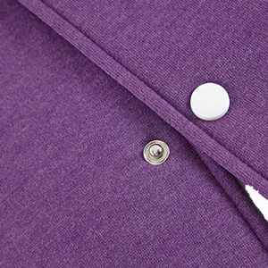 Unisex Black <b>Purple</b> Varsity Jacket 100% Wool Genuine Leather Stand Collar Regular Fit Waterproof Windproof Eco-Friendly Winter - Product Image 5