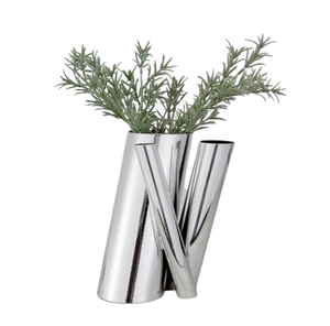 Jarrón de Metal Clásico para Decoración del Hogar, Estilo Minimalista Plateado, Contemporáneo de Mediados de Siglo, Ecológico, para Mesa - Product Image 1