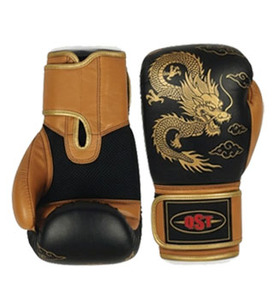 Gants de kick-boxing en cuir de vachette à motif dragon, fermeture à lacets, support de poignet auto-agrippant, taille personnalisée, coupe-vent - Product Image 3