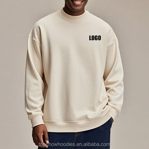 Sweat-shirt col rond épais en molleton 100 % coton personnalisé par le fabricant, style streetwear hiver, avec bordure côtelée et broderie pour homme - Product Image 4