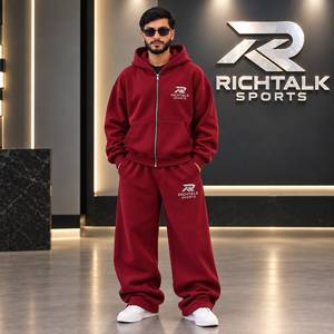 Men's <b>Oversize</b> Zipper Tracksuit Set Hooded Casual <b>Joggers</b> With Side Pockets Autumn Wear 100% Cotton - Product Image 1