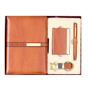 Agenda de Negocios de Cuero, Bolígrafo Elegante, Llavero con Estilo, Tarjetero Personalizado, Combo de Regalo para Graduación, Año Nuevo Chino - Product Image 5