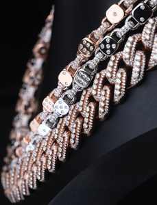 Chaîne cubaine 3 maillons de haute qualité 12mm 13mm 14mm en moissanite, bijoux hip-hop en argent massif 925, prête à être expédiée - Product Image 5