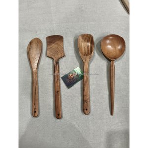 Classiccraft ชุดรับประทานอาหารไม้ | อุปกรณ์ทำอาหาร4ชิ้นแบบพรีเมี่ยม | ที่จับช้อนแกะสลักเหนือกาลเวลาสำหรับสไตล์โต๊ะที่หรูหรา - Product Image 1