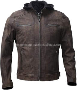 Veste à capuche en cuir de vachette véritable personnalisable pour hommes Maillot de moto résistant à l'eau et au vent pour hommes - Product Image 5