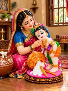 Ídolo de Bal Krishna en Poliresina, Makhan Chor Murti con Recipiente para Mantequilla, para Decoración del Hogar, Mandir o Tablero del Automóvil - Product Image 5