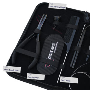 Kit d'outils professionnel pour extensions de cheveux micro-link noires avec pince de serrage de perles de 7 pouces, outil à boucle de fil, doigt de séparation et Velcro pour salon - Product Image 4