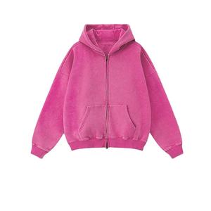 Winter Acid Wash Zipper <b>Hoodie</b> 460gsm Thick 100 Cotton Box Oversize Vintage Stone Acid Wash Distressed <b>Hoodie</b> for <b>Men</b> 2026 - Product Image 3