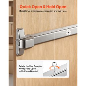 Barra de empuje de acero inoxidable comercial de 31 pulgadas para puerta de salida de emergencia, dispositivo de cierre automático ALA - Product Image 5