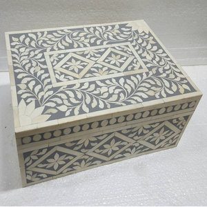 Lametierartz Indian Decorative Bone MDF Inlay Classic Stylish Handmade Rectangle Jewelry Storage Box Set Homeware International - Product Image 3