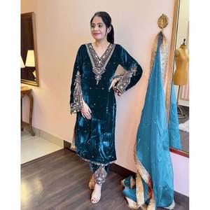 ชุดผ้ากำมะหยี่ปักลายวิสโคสจากนักออกแบบลายพิมพ์ลำดับมอตติพื้นด้านล่างสำหรับใส่ทำงาน - Product Image 4