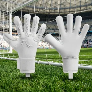Unisex Full <b>Finger</b> PU Goalkeeper Gloves White Non Slip Palm Adjustable Wrist <b>Strap</b> Breathable Sports - Product Image 6
