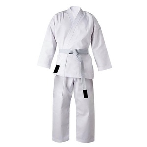 Uniforme de Karate para Adultos, 100% Algodón, Corte Regular, Transpirable, Blanco, Ropa de Artes Marciales Unisex, Teñido Liso, En Stock - Product Image 1