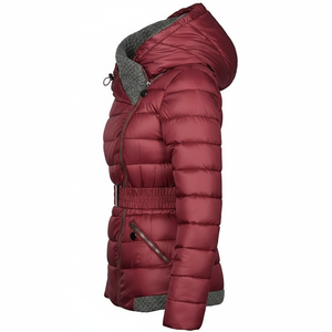 Chaquetas de Invierno para Mujer, Personalizadas, Brillantes, Tejidas, Transpirables, con Capucha, Impermeables, Resistentes al Viento, con Cierre, Tipo Bomber, OEM/ODM - Product Image 3