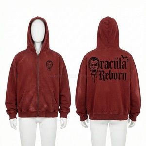 Sudadera con capucha morada vintage personalizada para hombre, con estampado gráfico de desierto y lavado ácido, estilo streetwear, corte holgado, de felpa de algodón de alto gramaje, de fábrica - Product Image 5