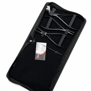 Kit d'outils pour extensions capillaires micro-anneaux noirs et pince à presser en acier inoxydable avec logo personnalisé, ciseaux, peigne, outil à boucle et étui - Product Image 5