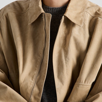 Nouvelle veste bomber hybride en daim et coton pour homme, en daim et peau d'agneau, couleur et logo personnalisés, fabricant OEM, marque privée