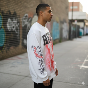 T-shirt à manches longues oversize graphique décontracté REXFIT SPORTS, coupe brute, coton, impression DTG, pour hommes - Product Image 2