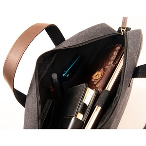 Gray Laptop <b>Briefcase</b> File Storage Bag GRS Cotton GRS PU Leather Fashion Computer Handbag - Product Image 6