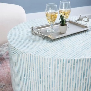 Table en os incrusté de la marque ILAHI, design moderne, détails en agate, rangement, meuble portable pour la maison - Product Image 3