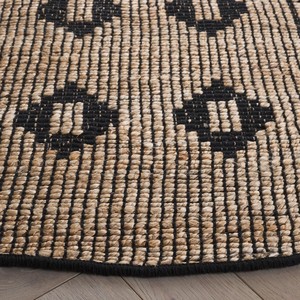 Alfombra Redonda de Yute con Patrón Geométrico, Estilo Bohemio, Tejido Plano, Antideslizante, para Sala de Estar - Product Image 3
