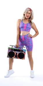 Shorts de sport pour femmes, coupe ajustée, à imprimé floral, en tricot respirant, avec cordon de serrage, séchage rapide, en spandex et polyester - Product Image 2