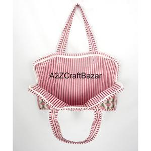 Bolsa para Portátil A2ZCraftBazar Hecha a Mano, Elegante, 100% Algodón, Estampado a Bloque, Cierre de Cremallera, Bolsa Grande Ecológica - Product Image 3