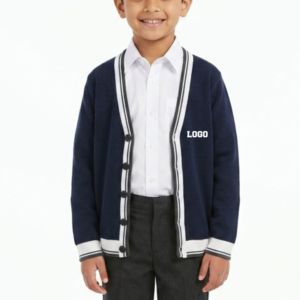Suéter Cárdigan de Punto Azul Marino Estilo Vintage Personalizado para Hombre, Cuello en V, Botones, Manga Larga, Estilo Universitario, Informal - Product Image 2