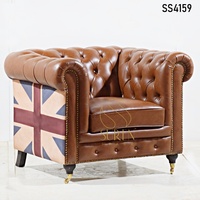 Fauteuil industriel SUREN SPACE en similicuir, design capitonné, motif drapeau britannique, canapé d'appoint pour salon, structure en bois, gonflable SS4159