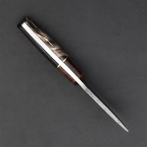 Cuchillo de Caza Personalizado Mini Cleaver, Hoja Fija de Acero Inoxidable, Punta Caída, Mango de Cuerno Negro y Madera, Garantía de 3 Años, Funda de Cuero - Product Image 4