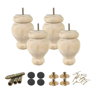 Pied de meuble de remplacement robuste en bois massif tourné, design traditionnel, pour canapé, table, armoire, installation facile, fournisseur - Product Image 5