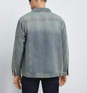 Hardihood International Veste en jean délavé pour homme, avec patchwork, coupe classique, décontractée, vintage, sportive, pour l'hiver - Product Image 2