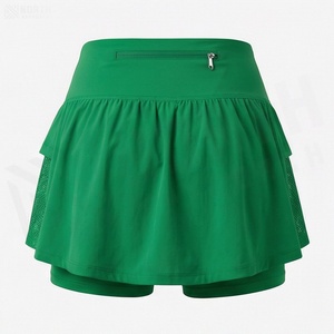 Shorts Deportivos Verdes de Cintura Alta para Mujer con Volantes, Minifalda Plisada Transpirable, Estilo Veraniego - Product Image 2