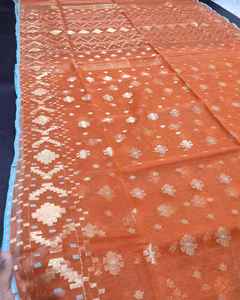 Venta caliente Exclusivo Deshi Dhakai Naranja Jamdani Sharee Tendencia para mujeres JAMDANI TELA ROJO VERDE Dorado Azul de Bangladesh - Product Image 1