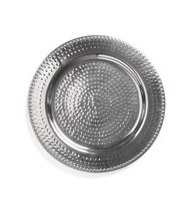 Plaque de chargement en métal argenté martelé de haute qualité, vente en gros, sous-assiette de forme arrondie, plateau de service décoratif en métal - Product Image 1