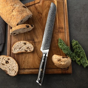 Custom Handmade Eco-Friendly Dishwasher Safe Ambidextrous <b>Bread</b> <b>Knife</b> Damascus Steel Resin Handle 9 in Modern - Product Image 6