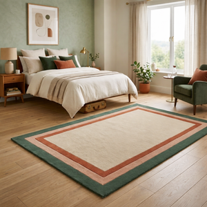 Tapis en laine tufté à la main de qualité supérieure, minimaliste, résistant aux taches, lavable, moderne, beige, vert, terre cuite, pour salon, chambre à coucher - Product Image 5